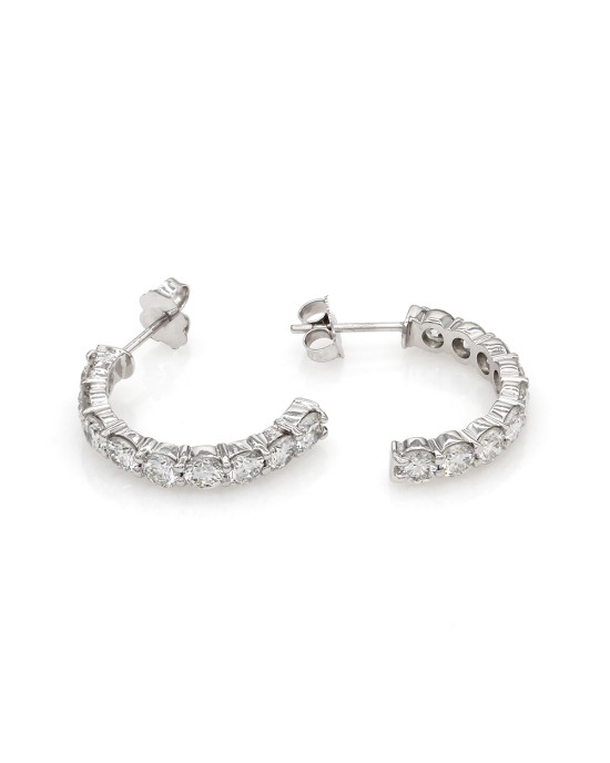 Diamond Half Hoop Earrings in Platinum